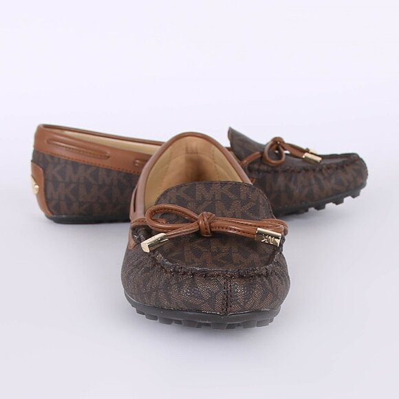 Michael Kors Daisy MK Signature Bow Moccasins Brown NEW with - Picture 7 of 9